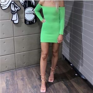 Off the shoulder dress green